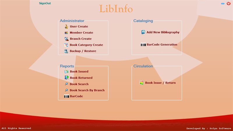 Library Management Software screenshot